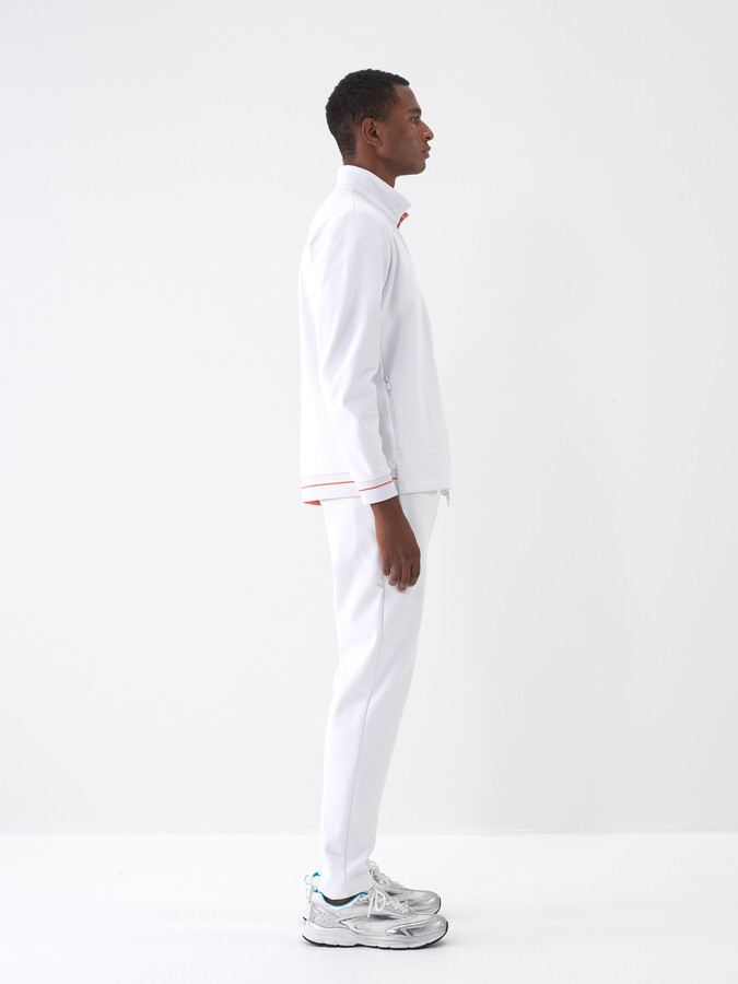 Beyaz Pamuk Dokulu Regular Fit Sweat Mont - 3