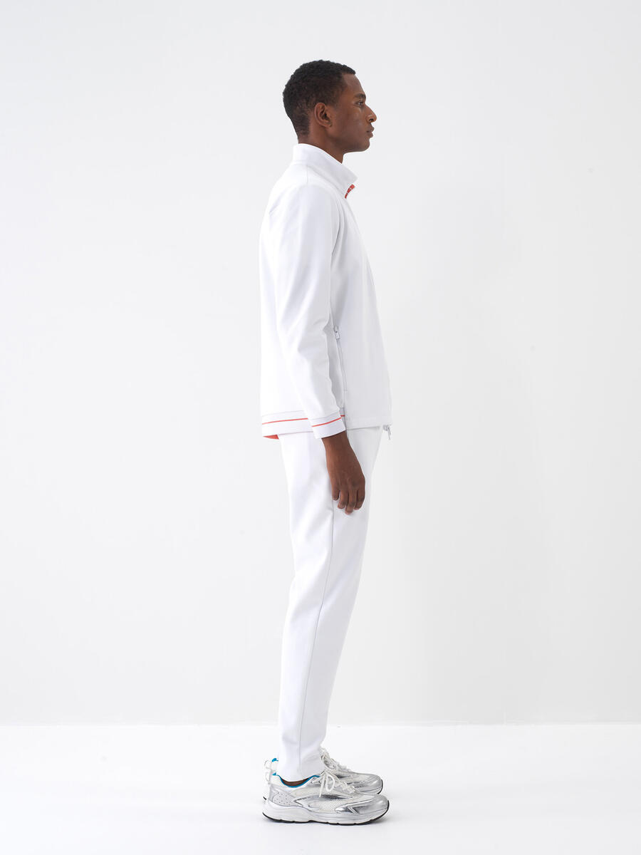 Beyaz Pamuk Dokulu Regular Fit Sweat Mont - 3