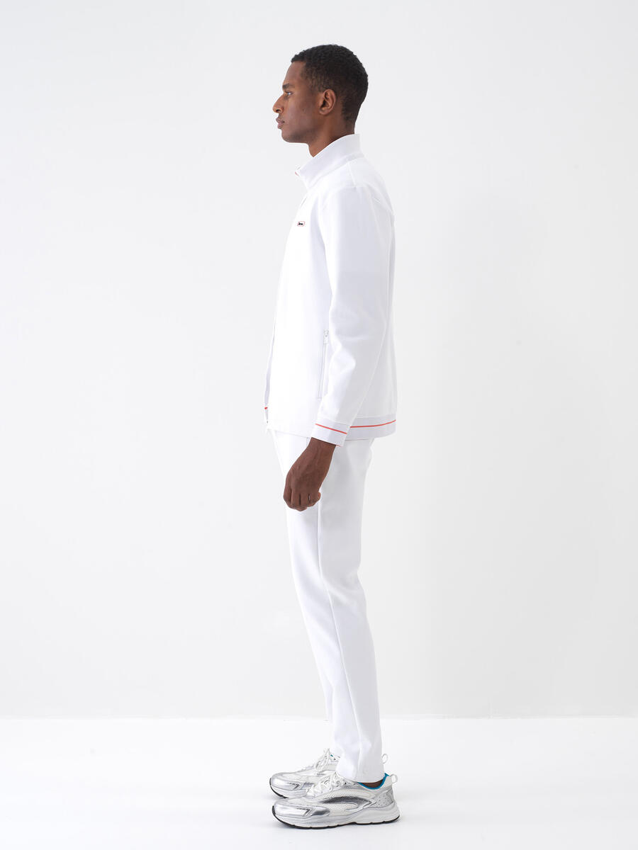 Beyaz Pamuk Dokulu Regular Fit Sweat Mont - 4