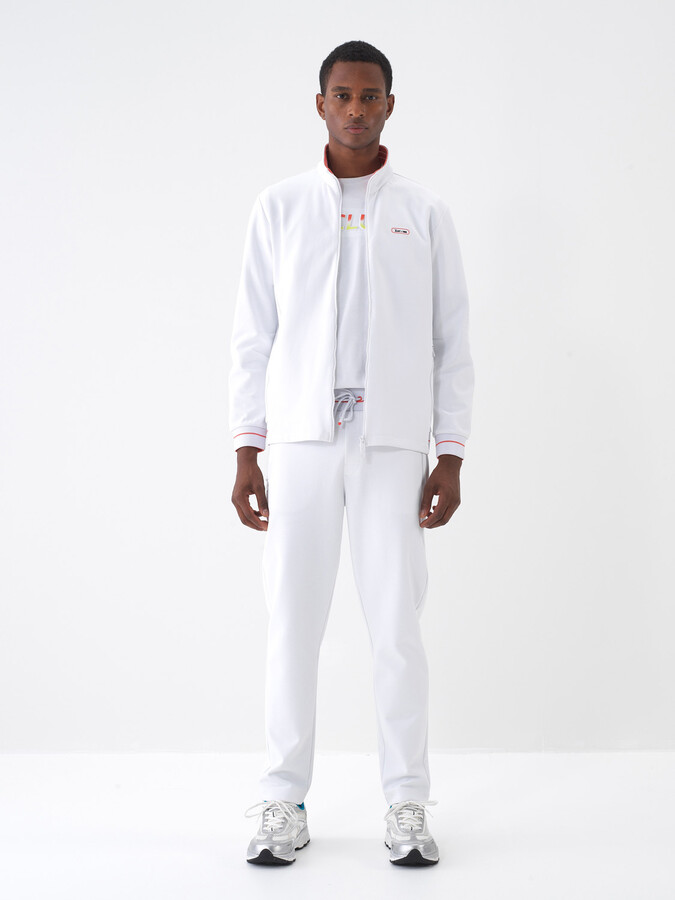 Beyaz Pamuk Dokulu Regular Fit Sweat Mont (1)