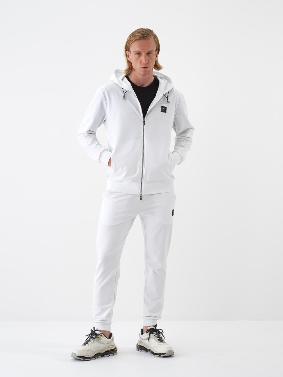Beyaz Pamuk Dokulu Regular Fit Sweat Mont - 2