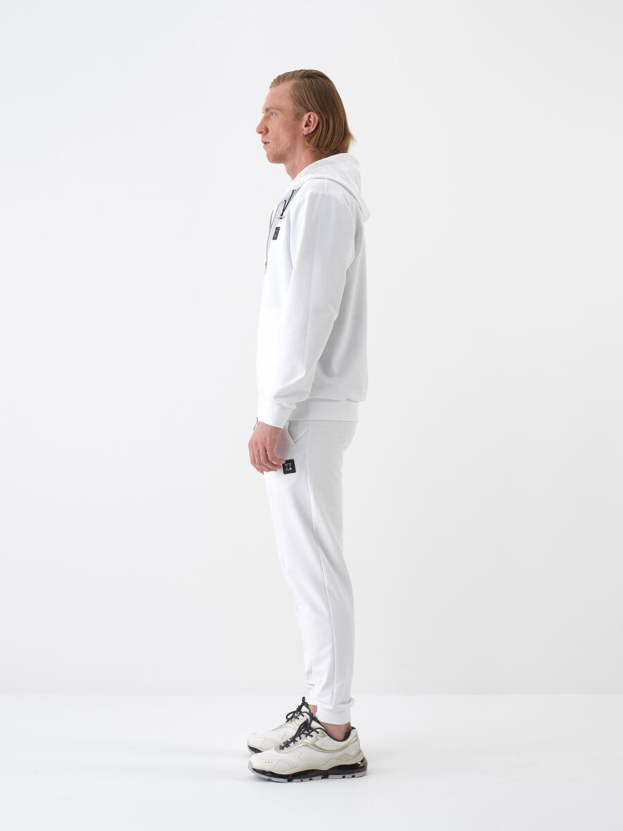 Beyaz Pamuk Dokulu Regular Fit Sweat Mont - 3