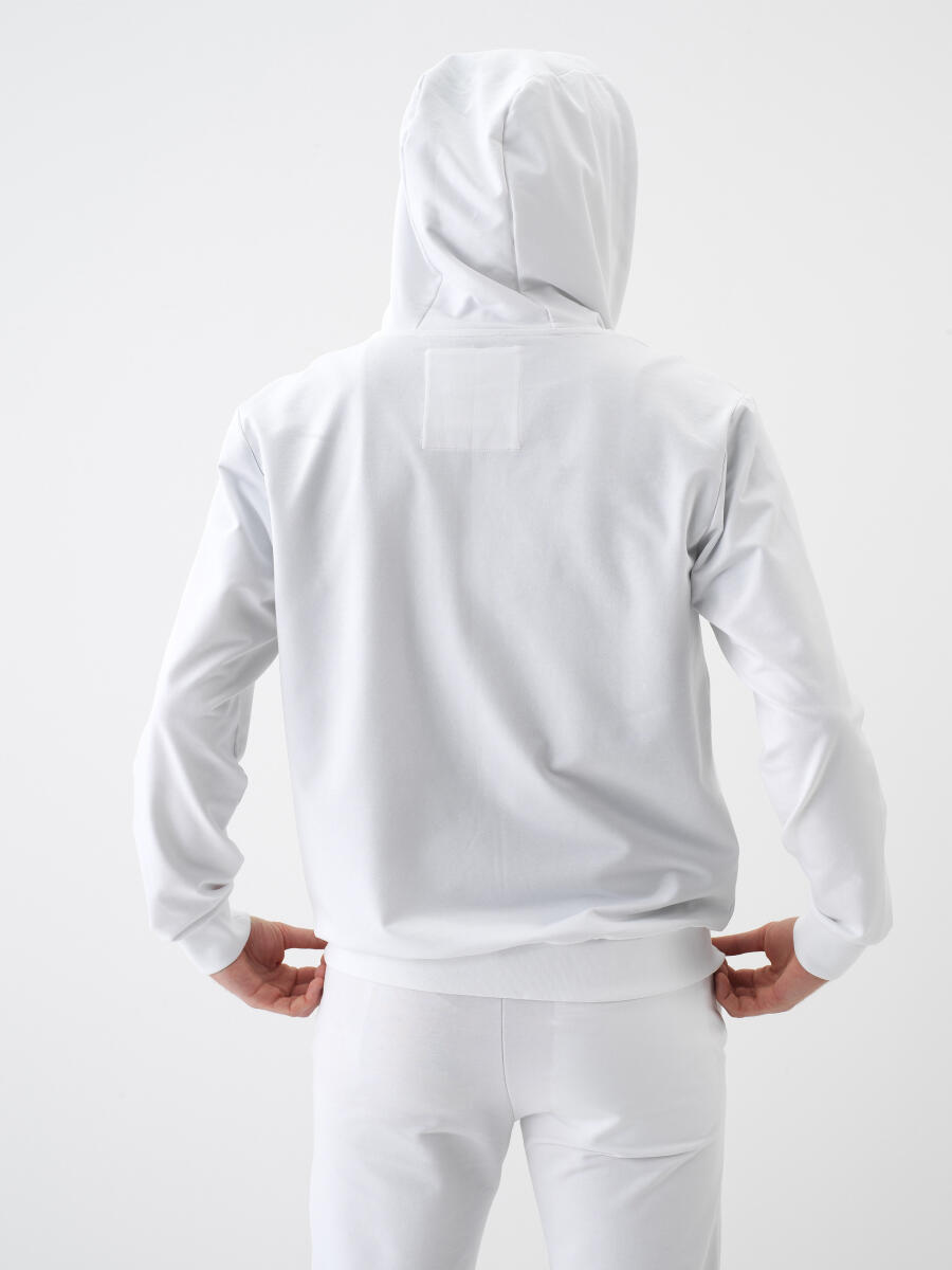 Beyaz Pamuk Dokulu Regular Fit Sweat Mont - 4