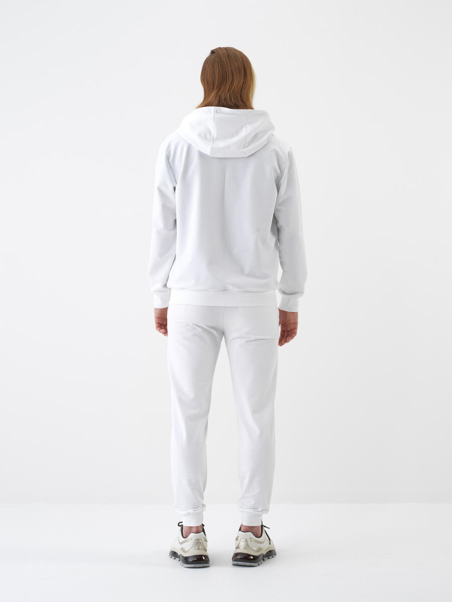 Beyaz Pamuk Dokulu Regular Fit Sweat Mont - 5