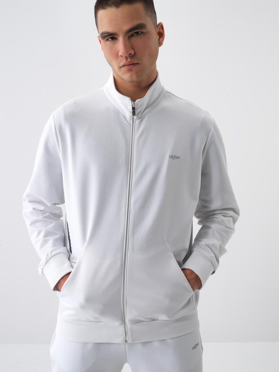 Beyaz Pamuk Dokulu Regular Fit Sweat Mont - 1
