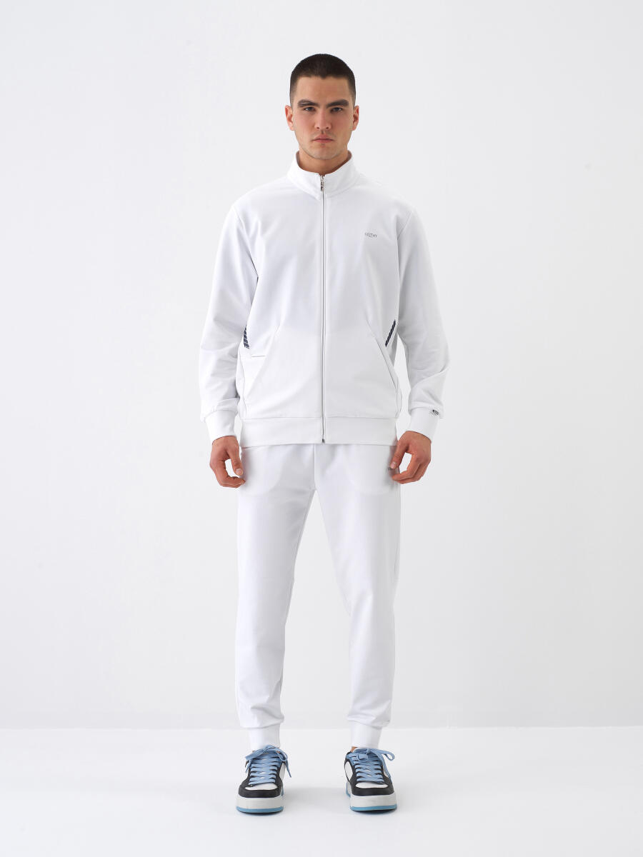 Beyaz Pamuk Dokulu Regular Fit Sweat Mont - 2