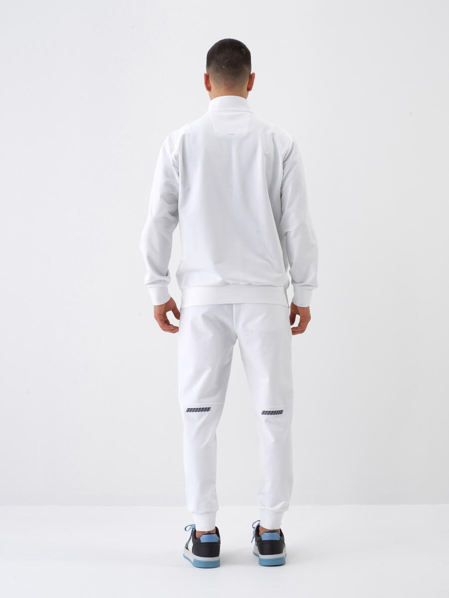 Beyaz Pamuk Dokulu Regular Fit Sweat Mont - 5