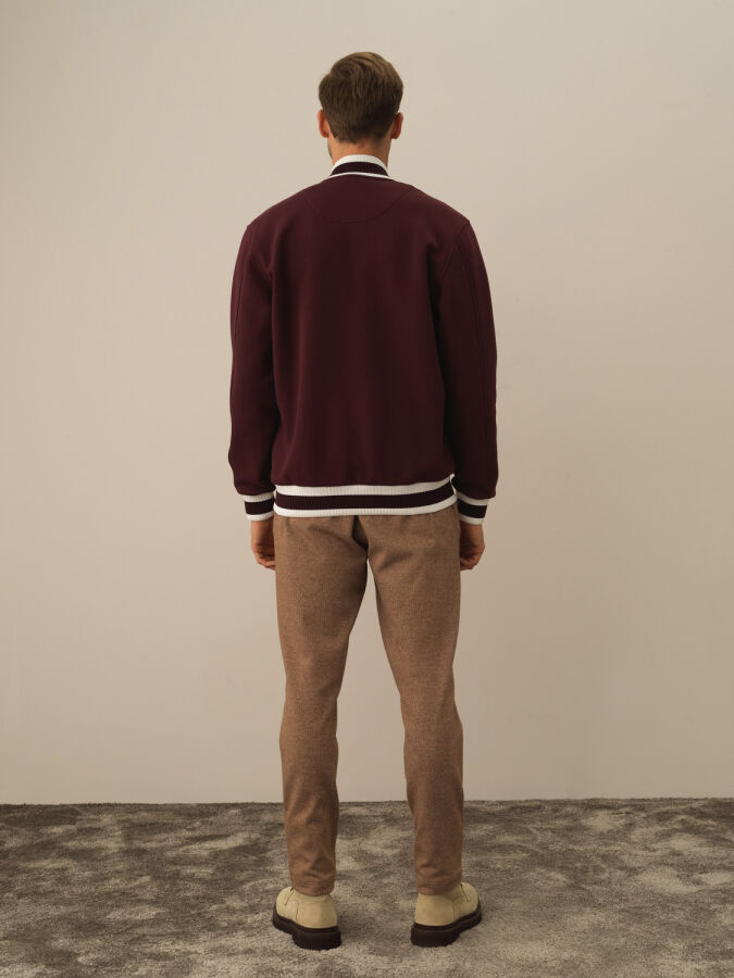 Bordo Pamuk Dokulu Regular Fit Sweatmont - Xint