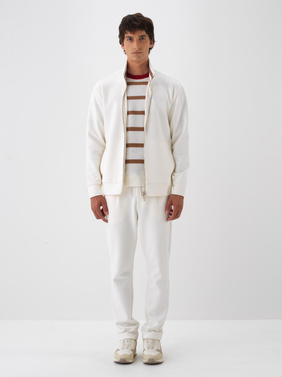 Ekru Pamuk Dokulu Regular Fit Sweatmont - 2