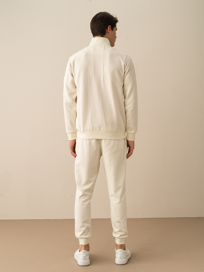 Ekru Pamuk Dokulu Regular Fit Sweat Mont (4)