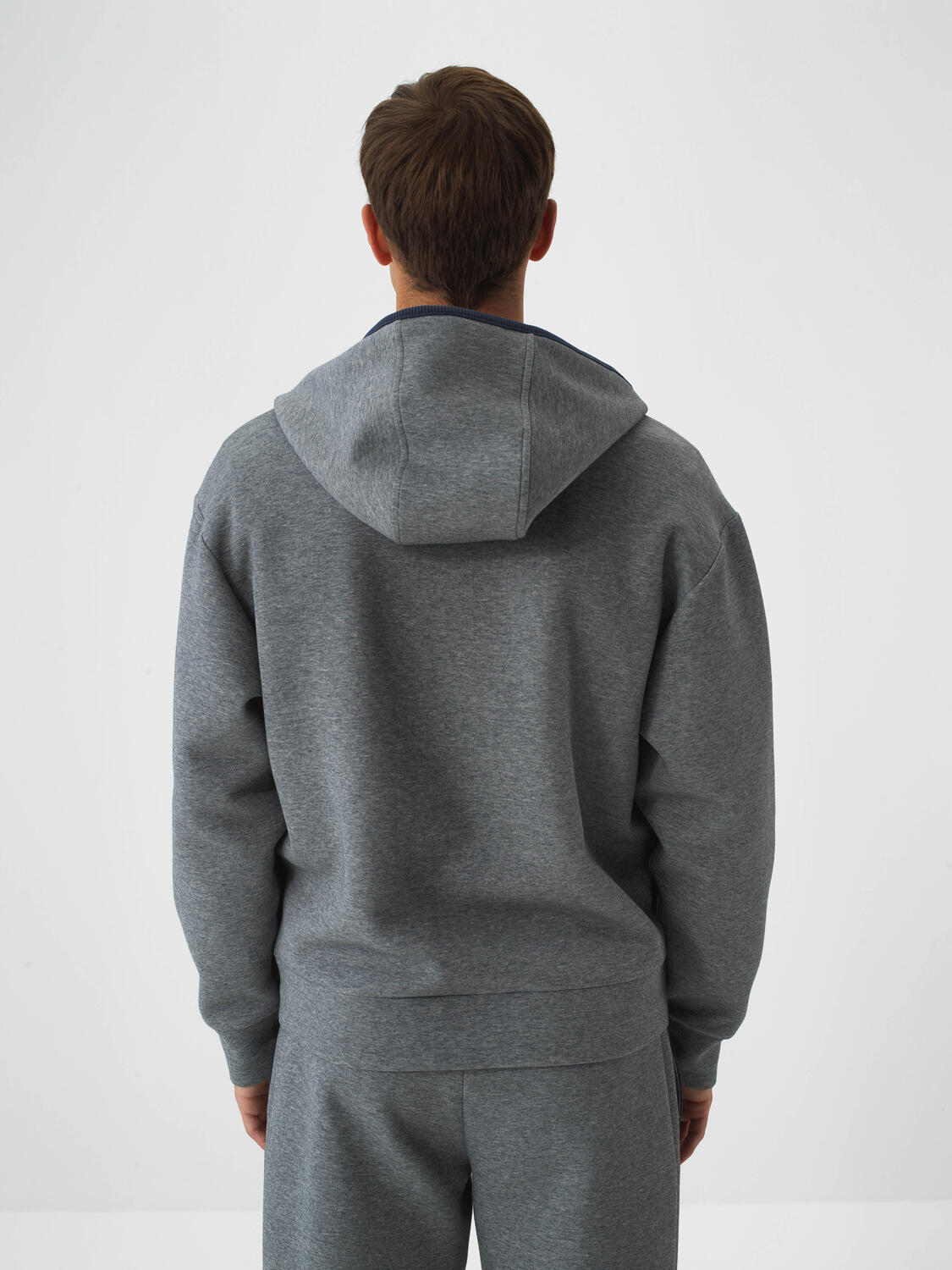 Gri Pamuk Dokulu Oversize Sweatmont - 4