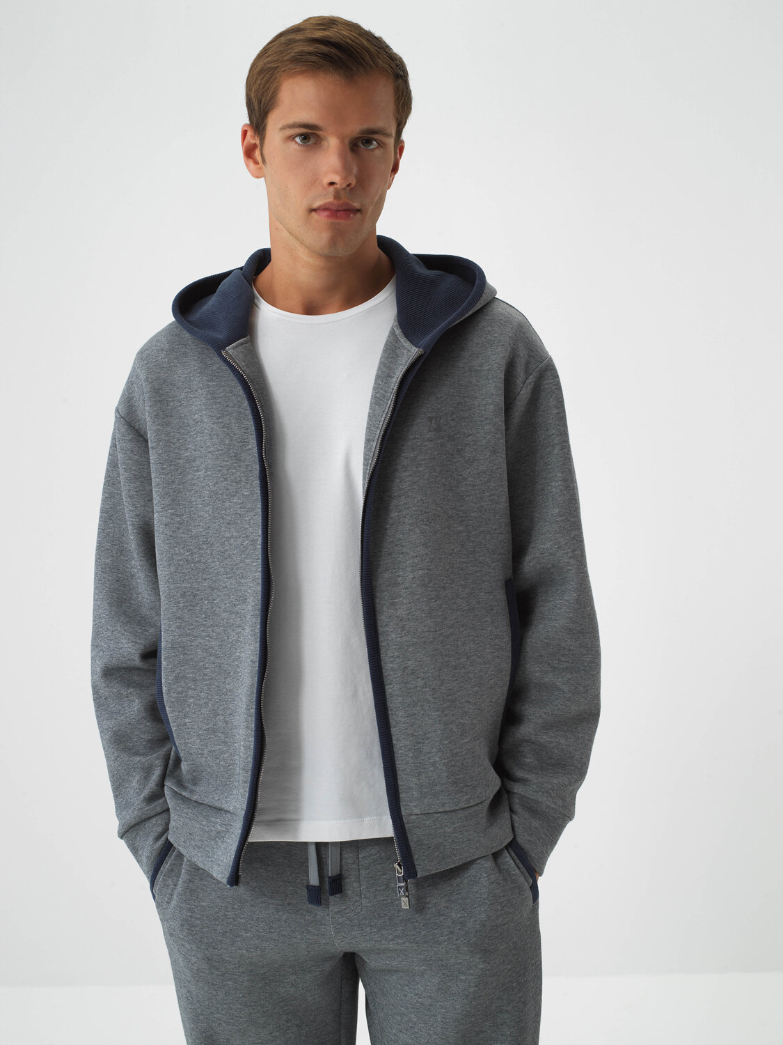 Gri Pamuk Dokulu Oversize Sweatmont