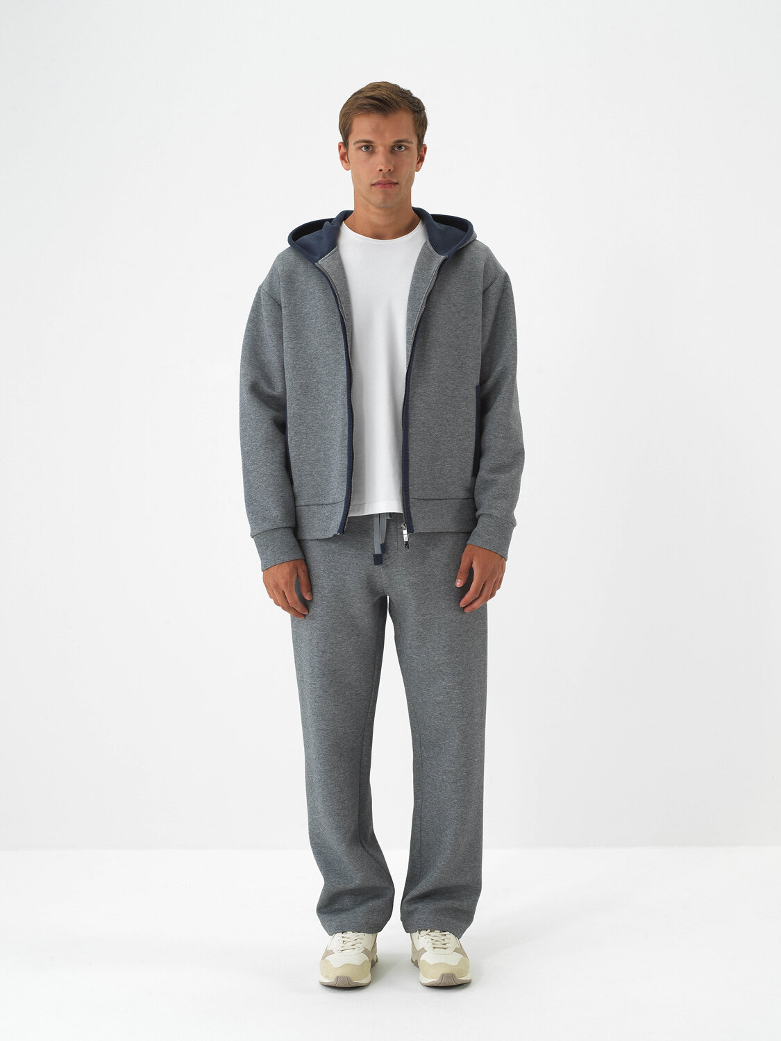 Gri Pamuk Dokulu Oversize Sweatmont (1)