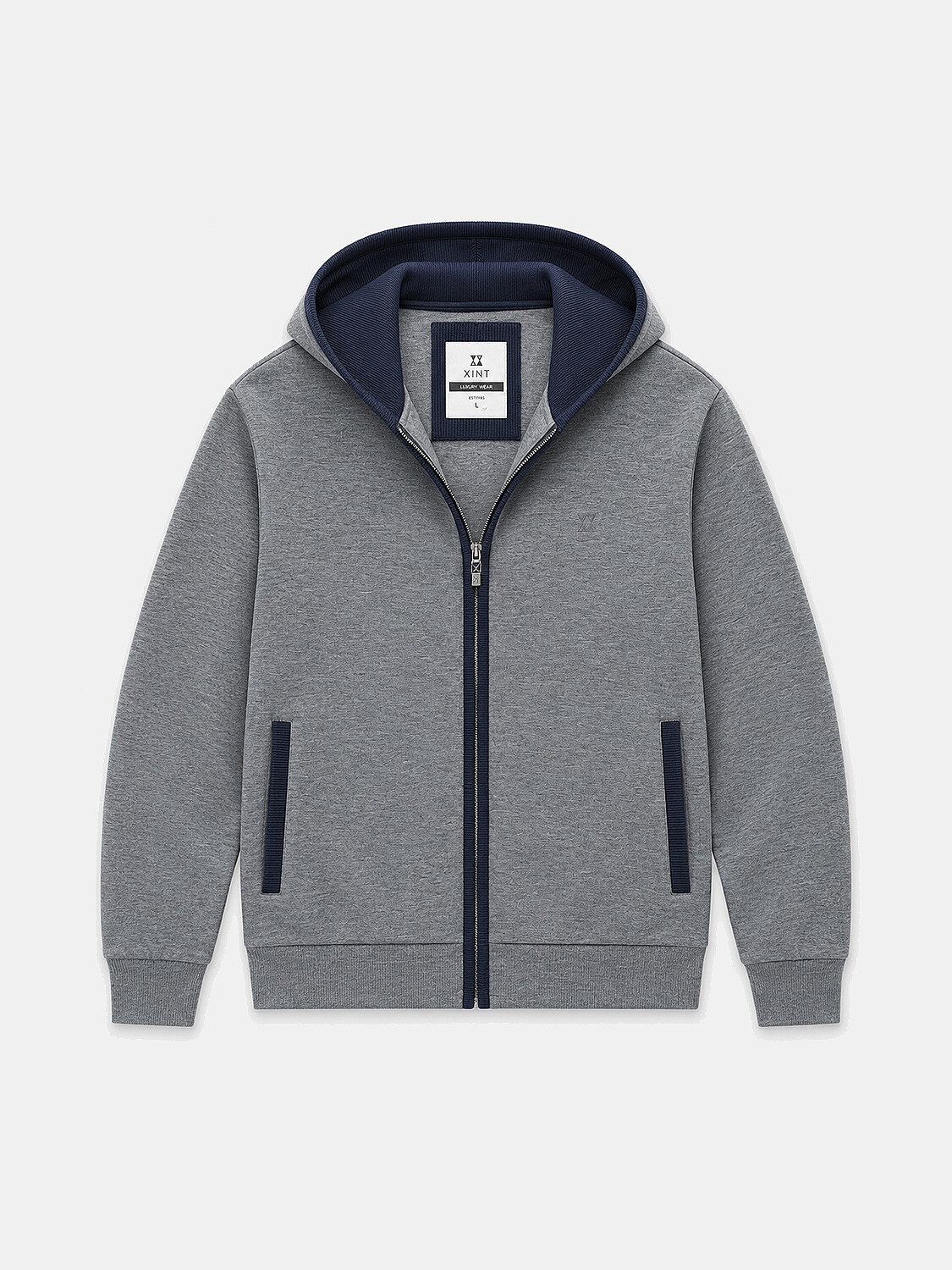Gri Oversize Kapüşonlu Pamuklu Sweat Mont