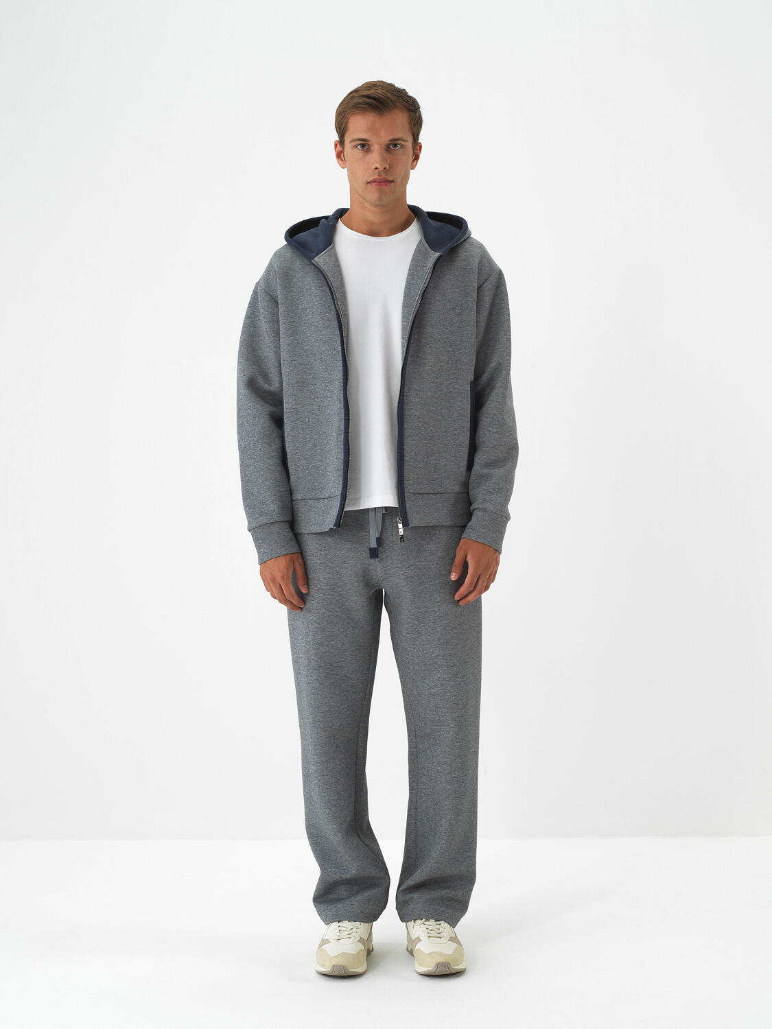 Gri Pamuk Dokulu Oversize Sweatmont