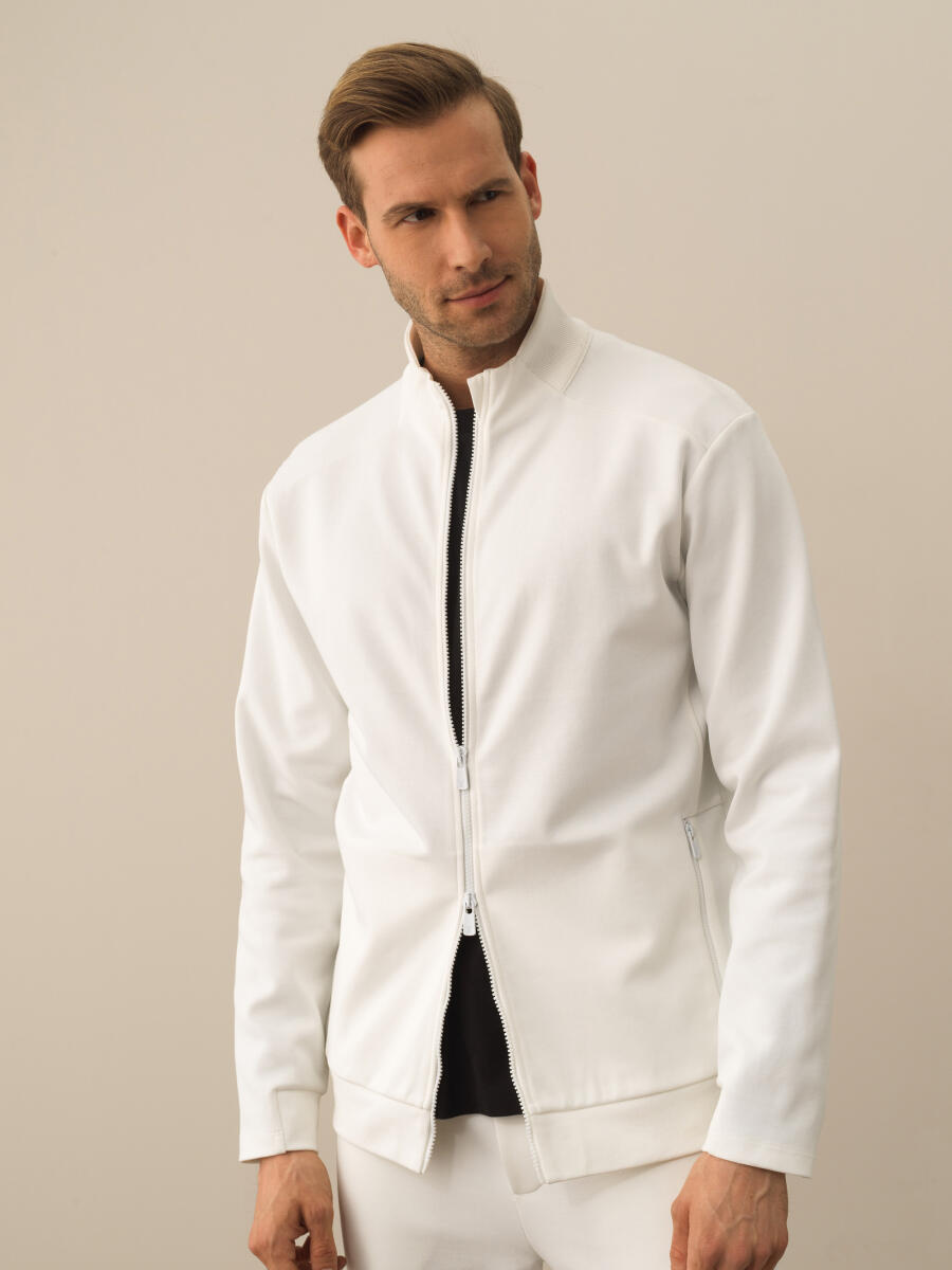 Ekru Regular Fit Dik Yaka Pamuklu Sweat Mont - 1