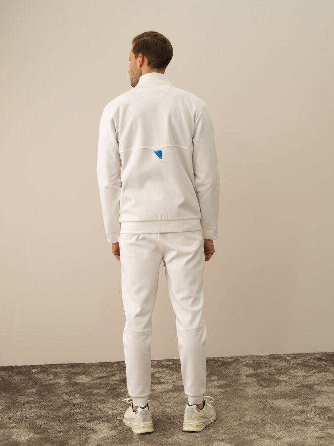 Ekru Regular Fit Dik Yaka Pamuklu Sweat Mont - 4