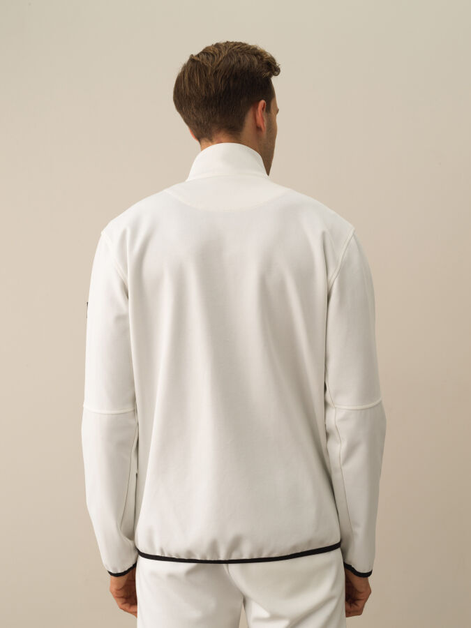 Ekru Regular Fit Dik Yaka Pamuklu Sweat Mont - 3