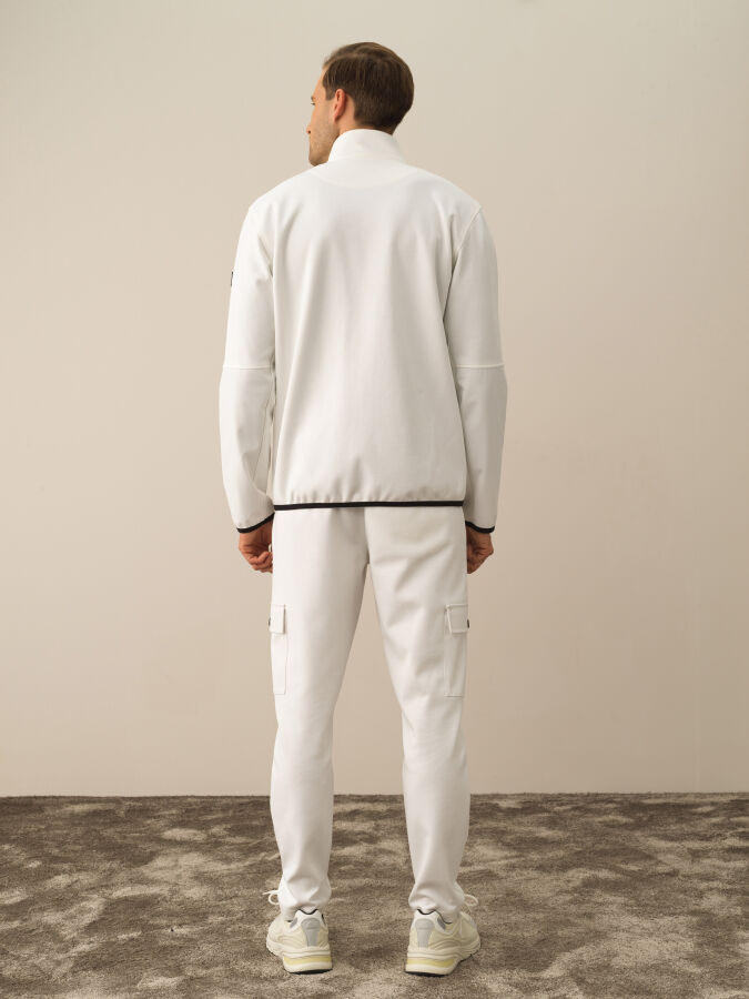Ekru Regular Fit Dik Yaka Pamuklu Sweat Mont - 4