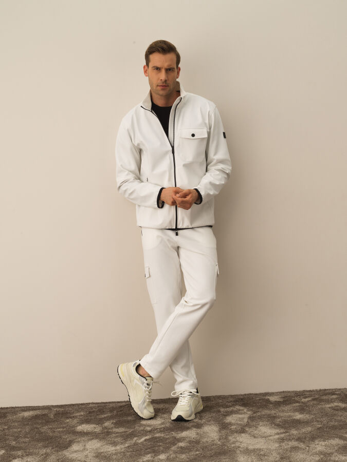 Ekru Regular Fit Dik Yaka Pamuklu Sweat Mont - 2