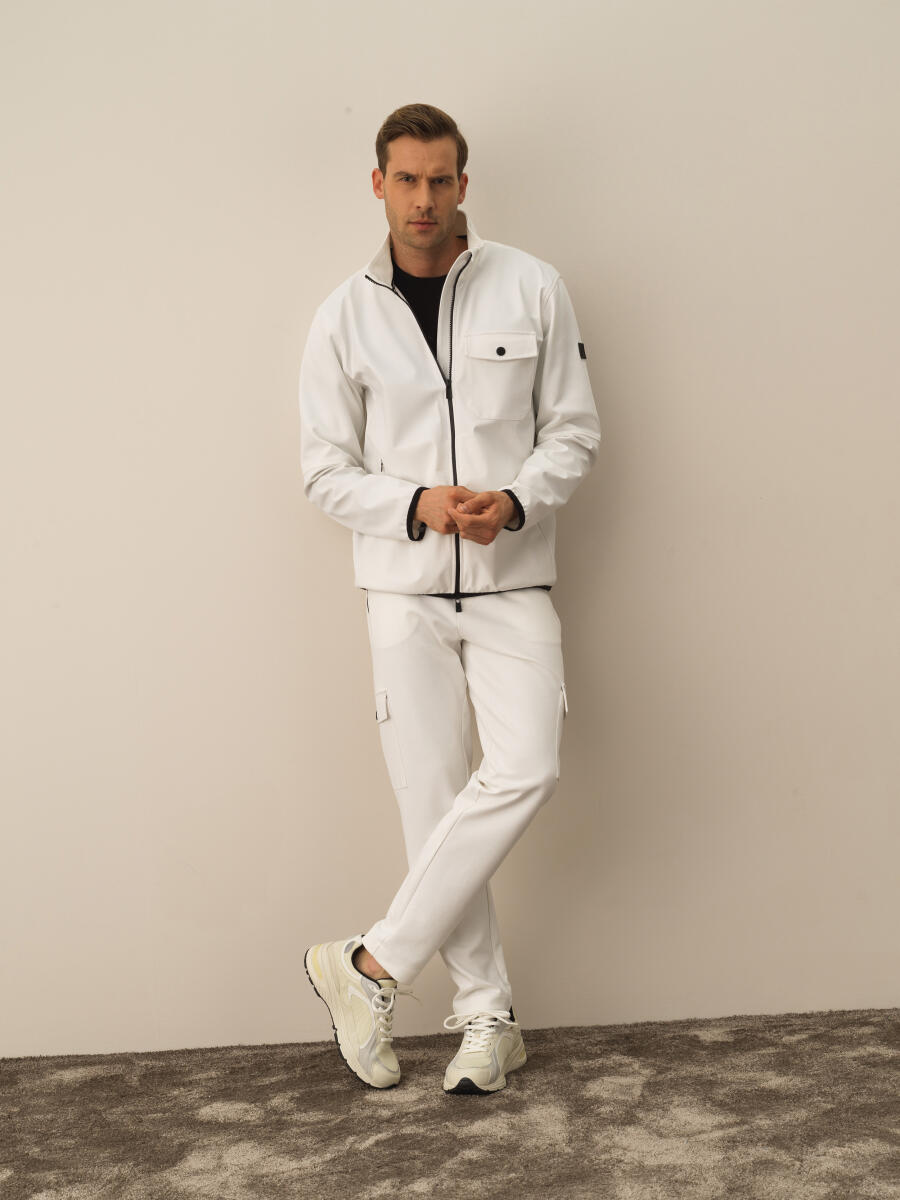 Ekru Regular Fit Dik Yaka Pamuklu Sweat Mont - 2