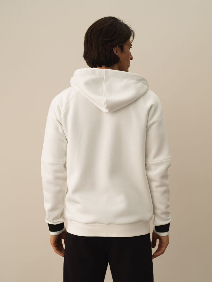 Ekru Regular Fit Kapüşonlu Pamuklu Sweat Mont - 3