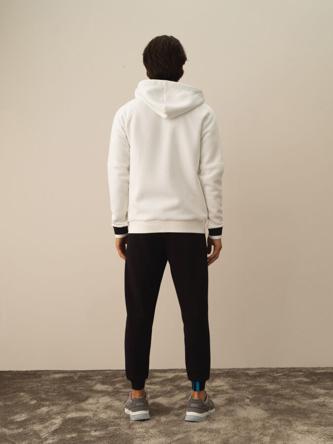 Ekru Regular Fit Kapüşonlu Pamuklu Sweat Mont - 4