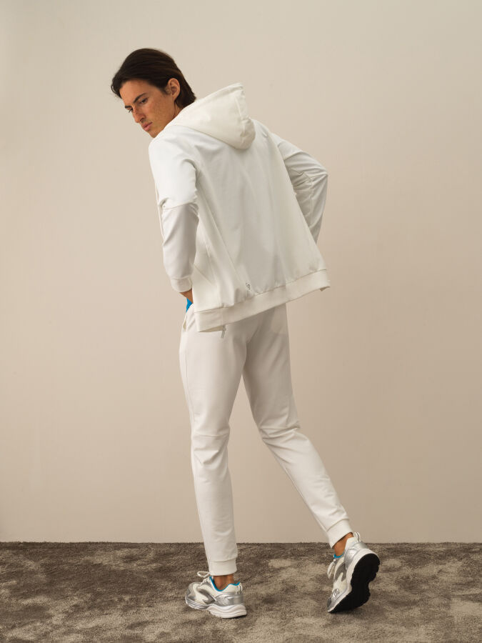 Ekru Slim Fit Kapüşonlu Pamuklu Sweat Mont - 4