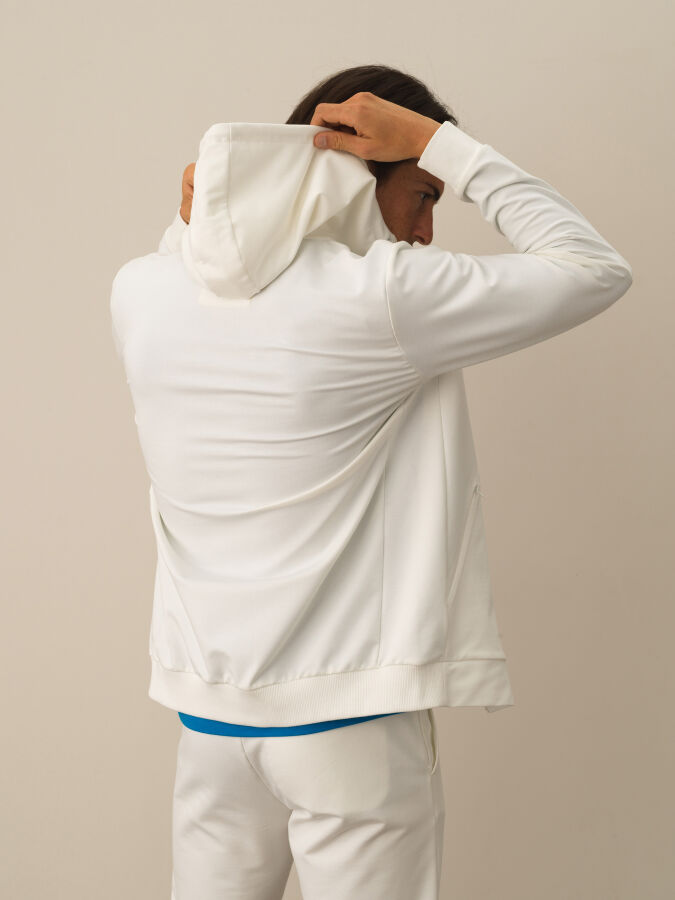 Ekru Slim Fit Kapüşonlu Pamuklu Sweat Mont - 3