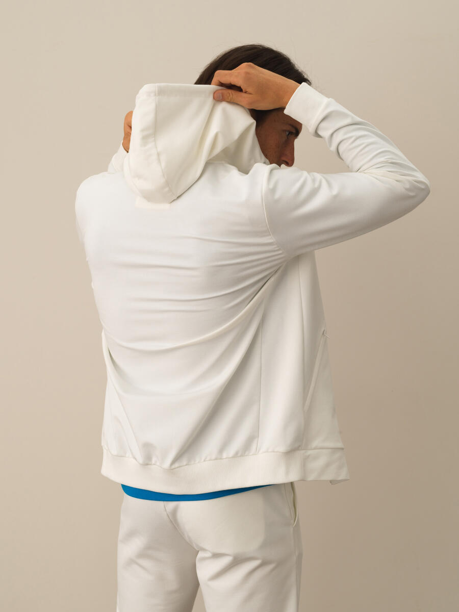 Ekru Slim Fit Kapüşonlu Pamuklu Sweat Mont - 3