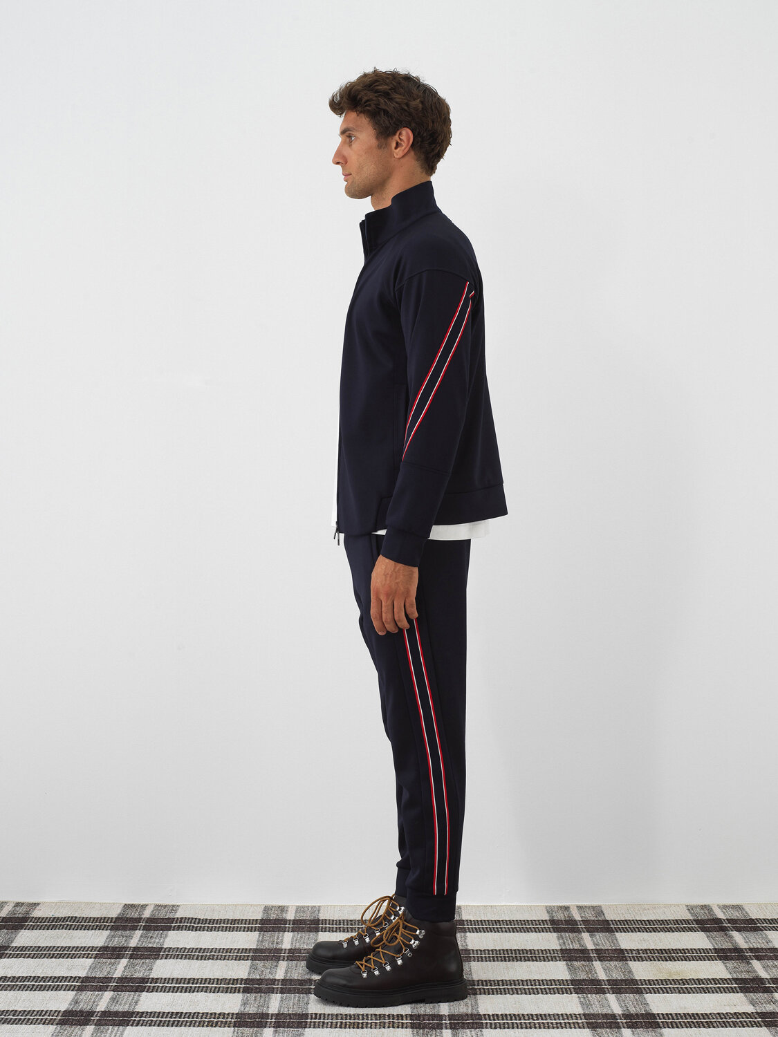 Lacivert Esnek Dokulu Regular Fit Sweatmont - 4