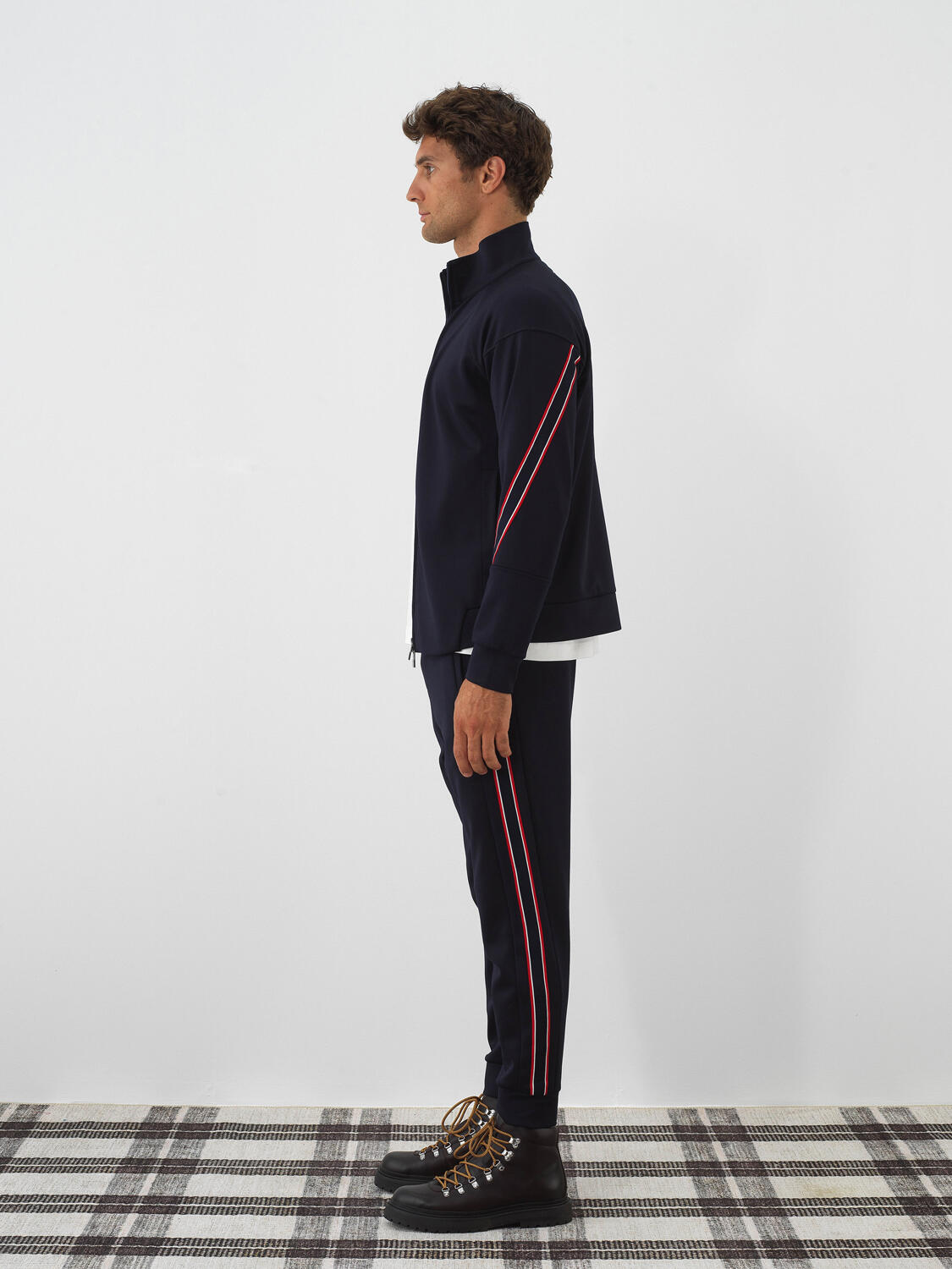 Lacivert Esnek Dokulu Regular Fit Sweatmont - 4