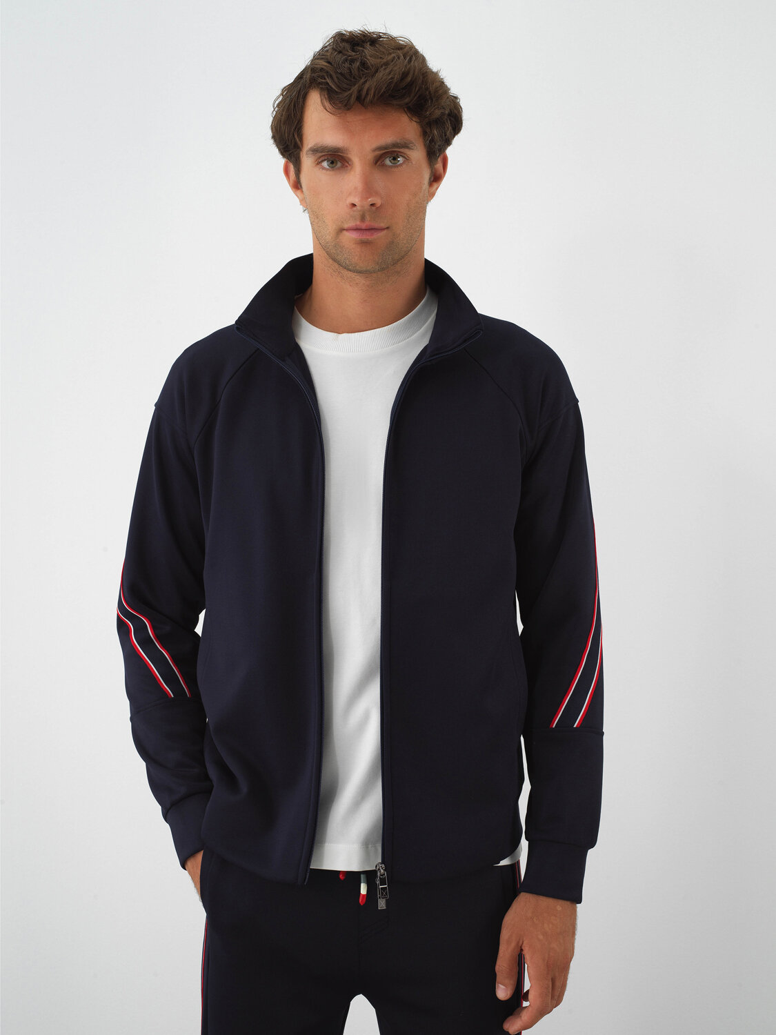 Lacivert Esnek Dokulu Regular Fit Sweatmont - Xint