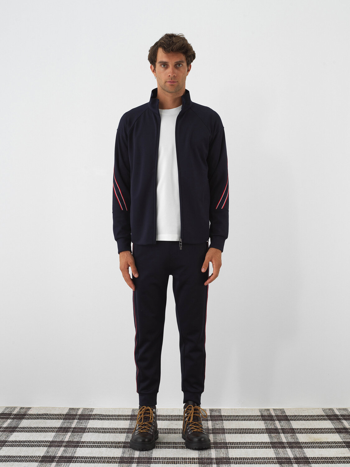 Lacivert Esnek Dokulu Regular Fit Sweatmont - Xint