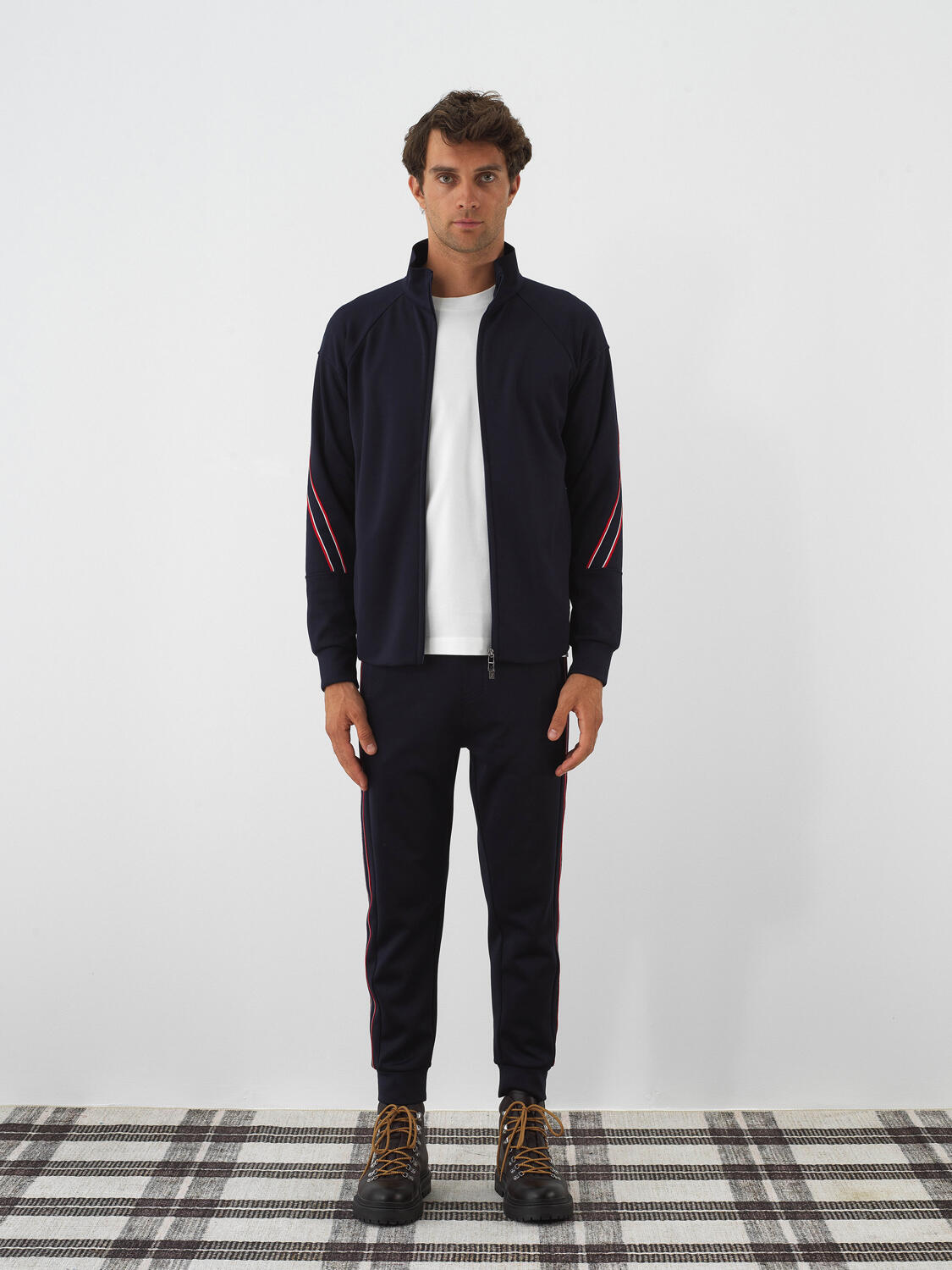 Lacivert Esnek Dokulu Regular Fit Sweatmont - 3