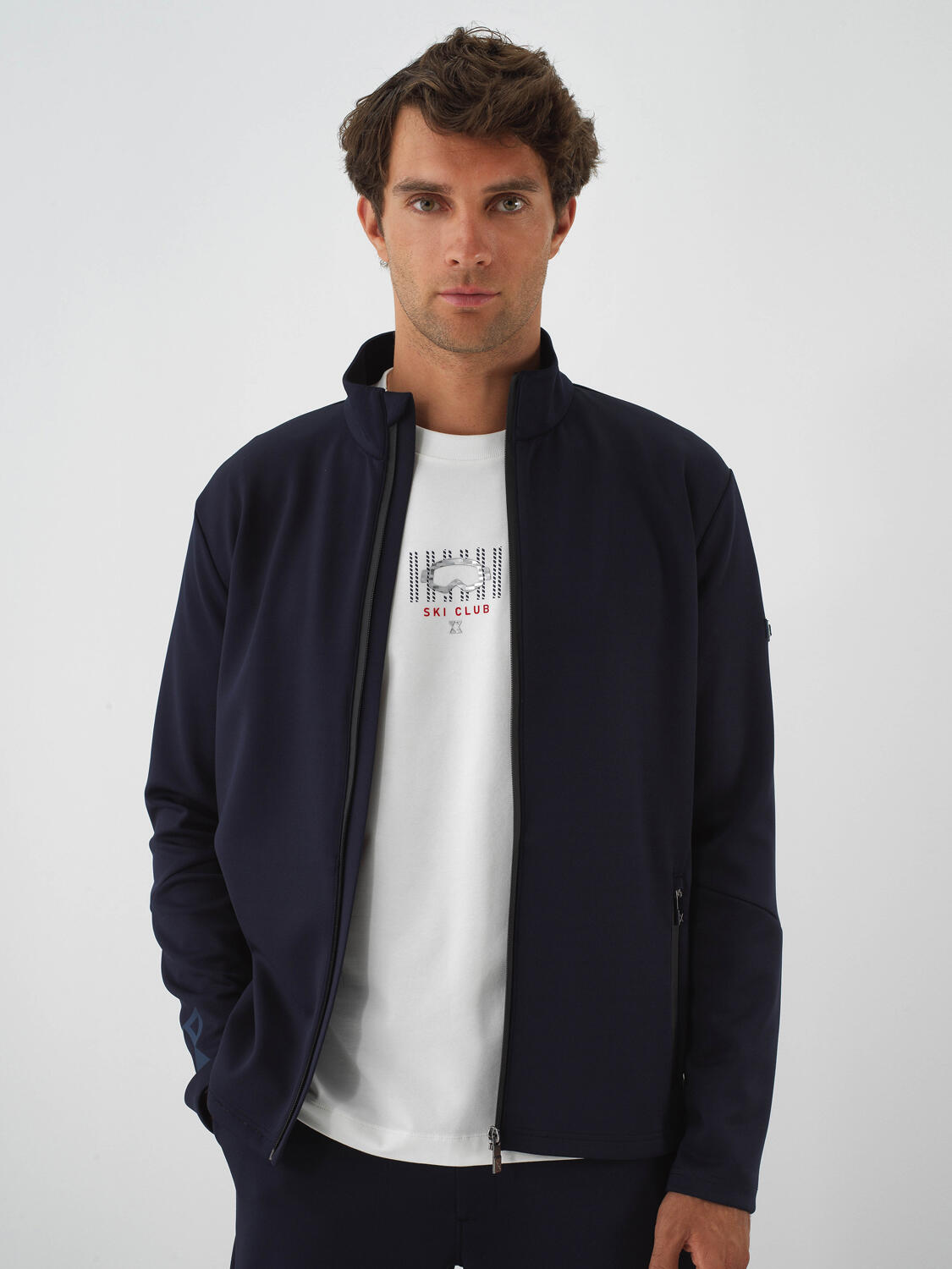 Lacivert Esnek Dokulu Regular Fit Sweatmont - 2