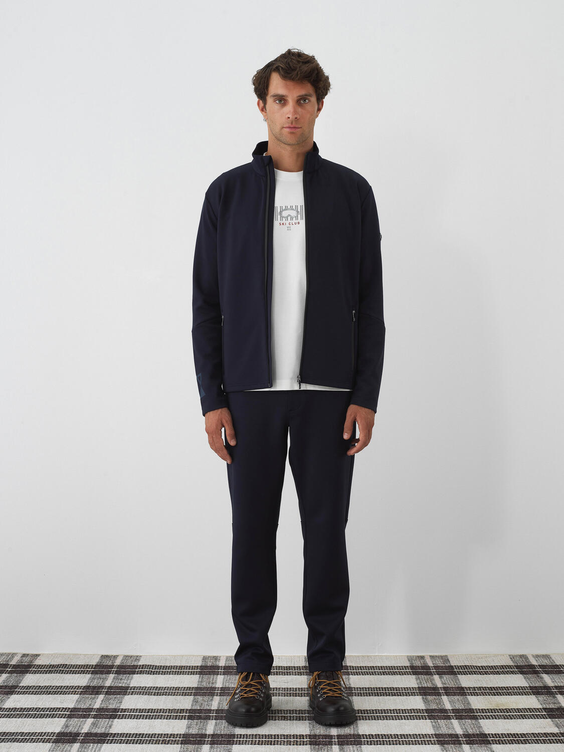 Lacivert Esnek Dokulu Regular Fit Sweatmont - 1