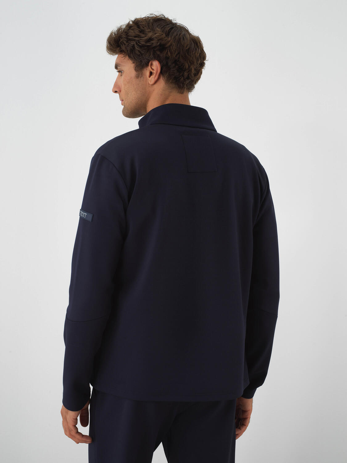 Lacivert Esnek Dokulu Regular Fit Sweatmont - 4