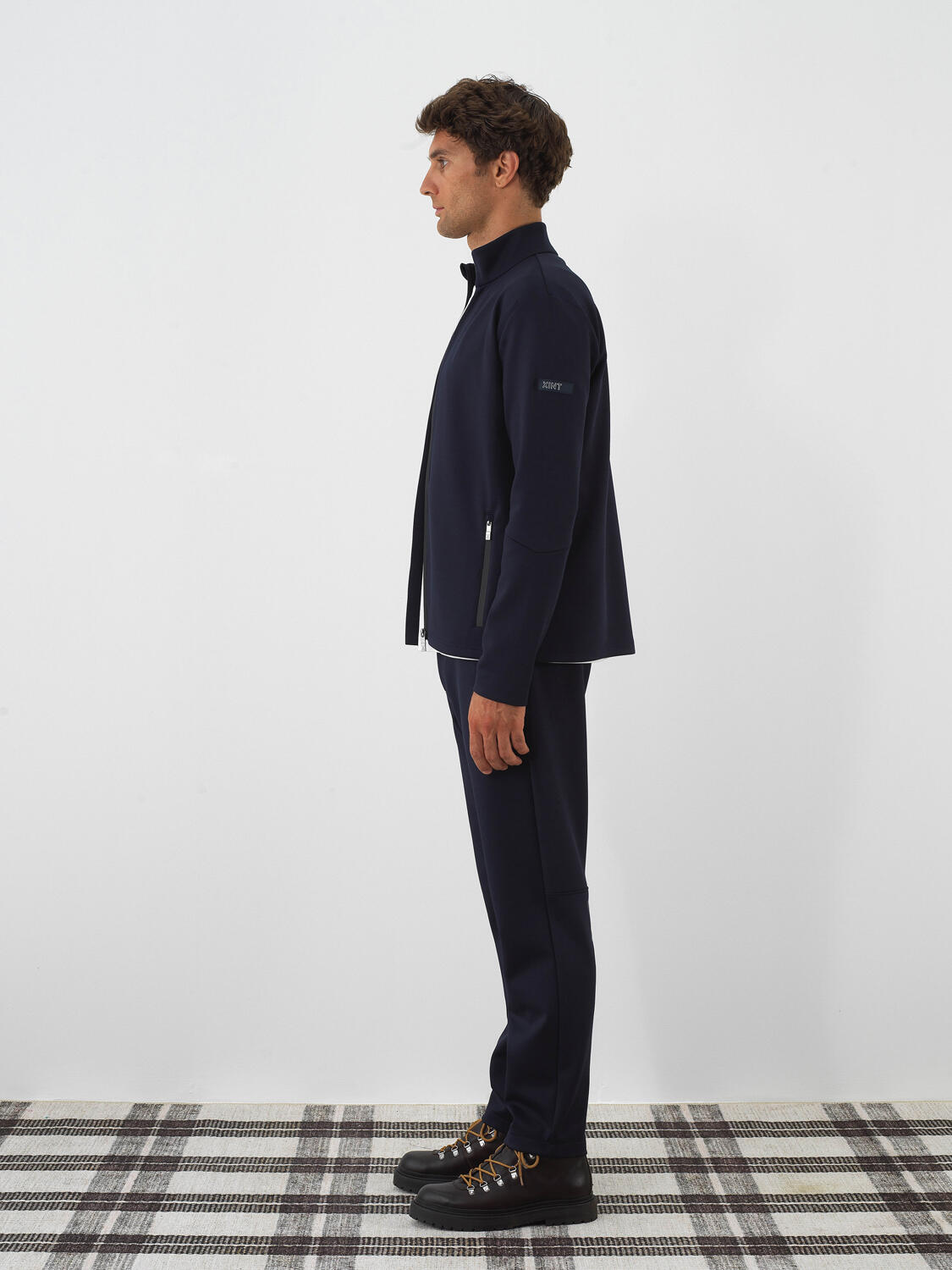 Lacivert Esnek Dokulu Regular Fit Sweatmont - 3