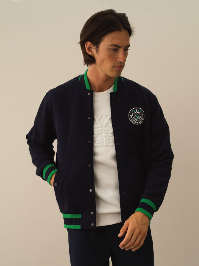 Lacivert Regular Fit Bomber Yaka Pamuklu Sweat Mont - 1