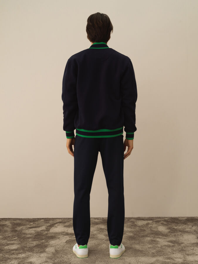Lacivert Regular Fit Bomber Yaka Pamuklu Sweat Mont - 4