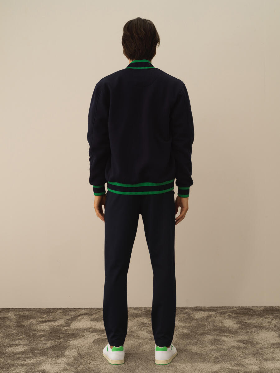 Lacivert Regular Fit Bomber Yaka Pamuklu Sweat Mont - 4