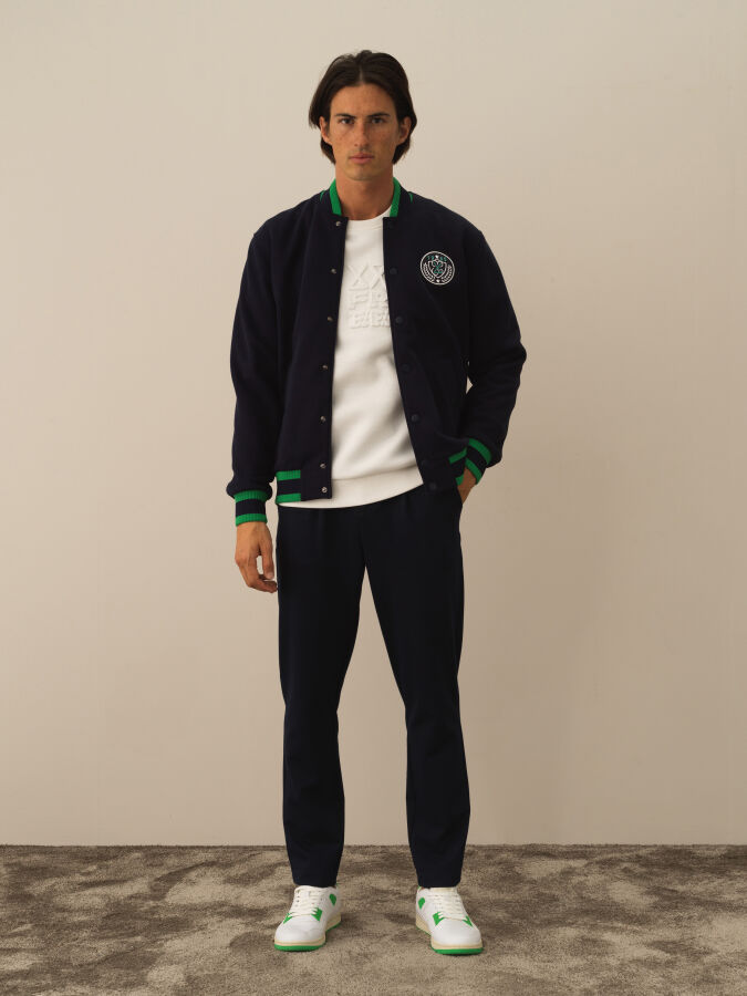 Lacivert Regular Fit Bomber Yaka Pamuklu Sweat Mont - 2