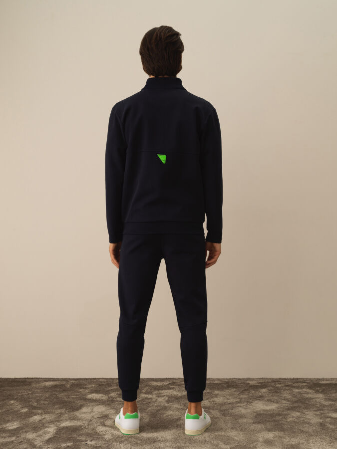 Lacivert Regular Fit Dik Yaka Pamuklu Sweat Mont - 4