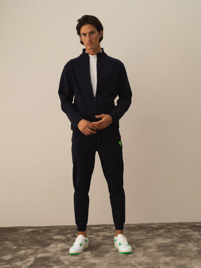 Lacivert Regular Fit Dik Yaka Pamuklu Sweat Mont - 2