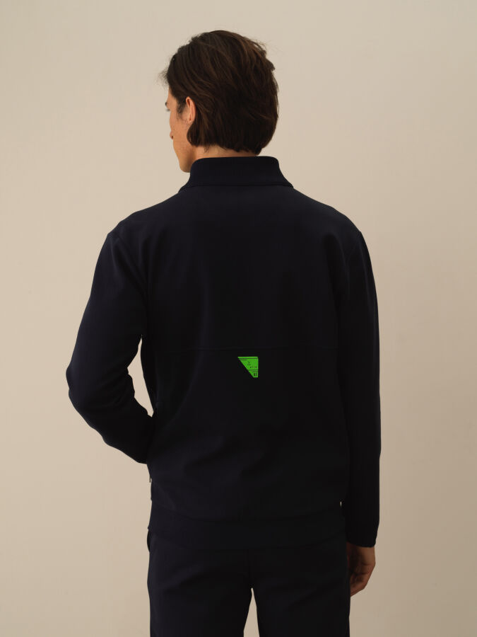 Lacivert Pamuk Dokulu Regular Fit Sweatmont - Xint