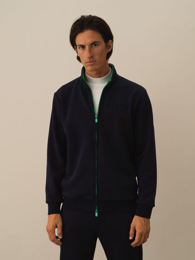 Lacivert Regular Fit Dik Yaka Pamuklu Polar Sweat Mont - 1