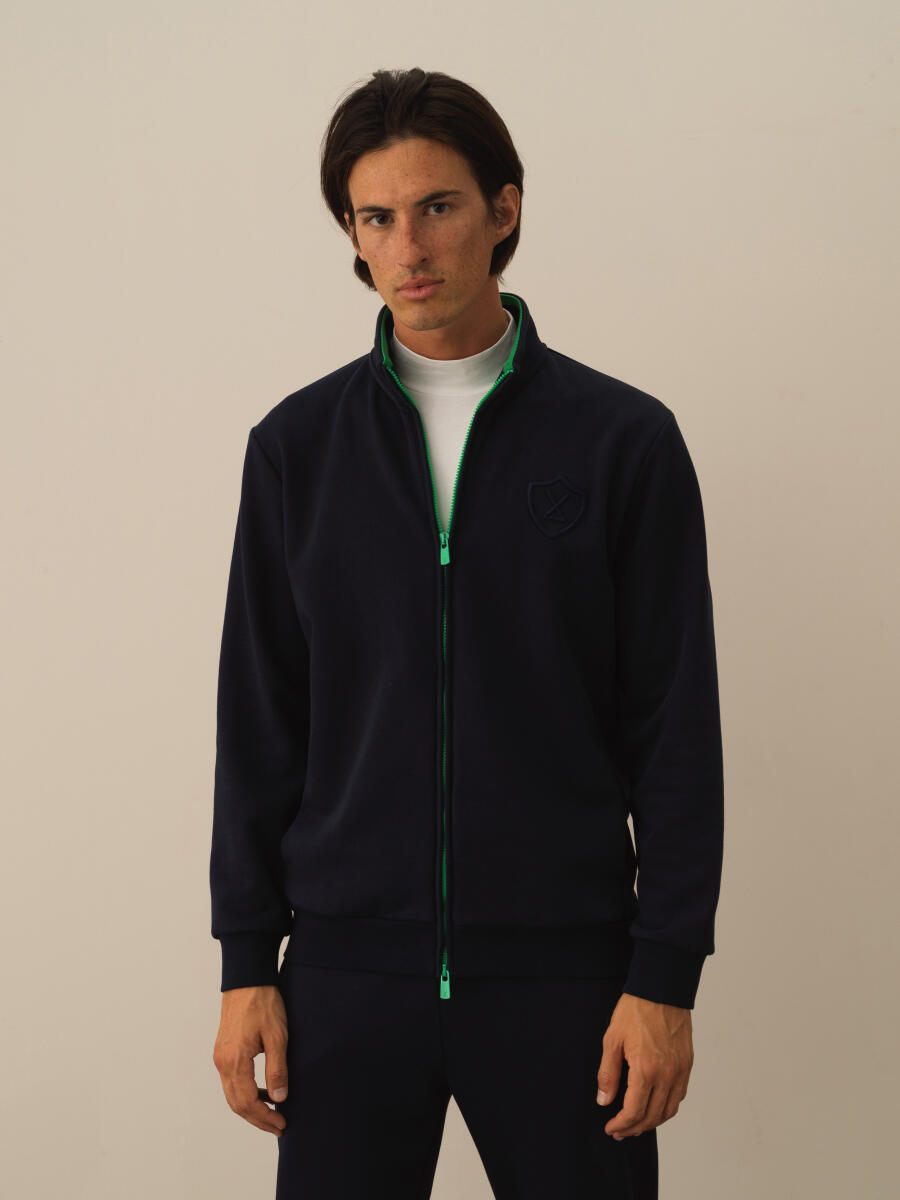 Lacivert Regular Fit Dik Yaka Pamuklu Polar Sweat Mont - 1