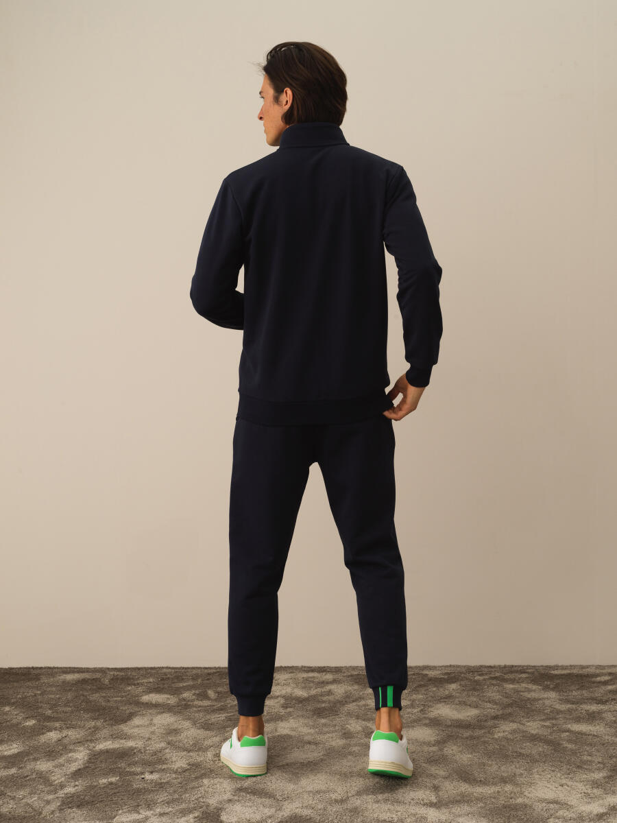 Lacivert Pamuk Dokulu Regular Fit Sweatmont - 4