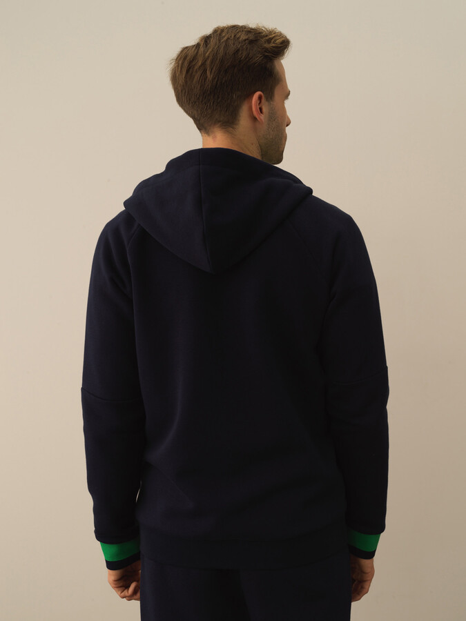 Lacivert Regular Fit Kapüşonlu Pamuklu Sweat Mont - 3